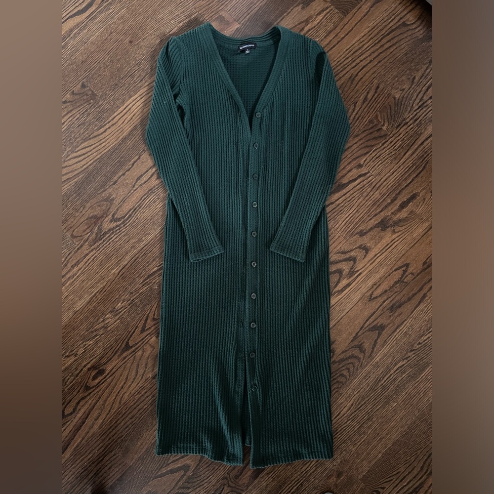 Beyond Yoga - Waffle Knit Duster - Dark Green - XS